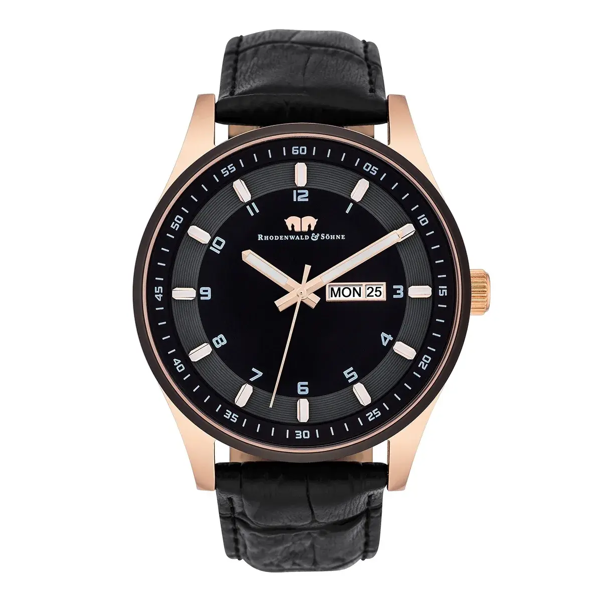 Herrenuhr mit schwarzem Lederarmband
