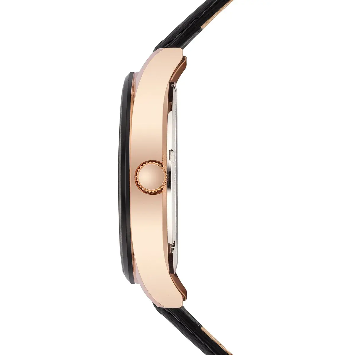 Herrenuhr mit schwarzem Lederarmband