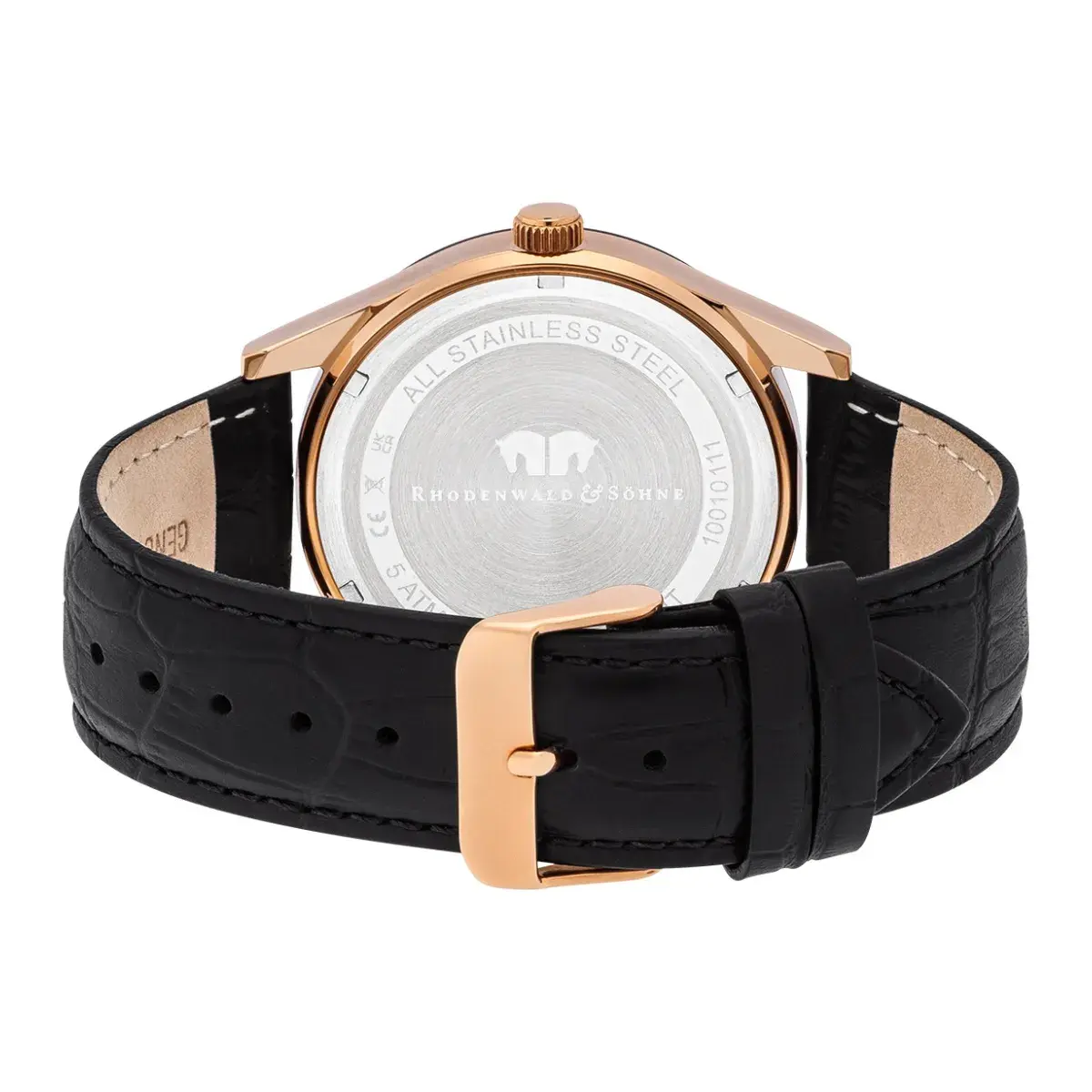 Herrenuhr mit schwarzem Lederarmband