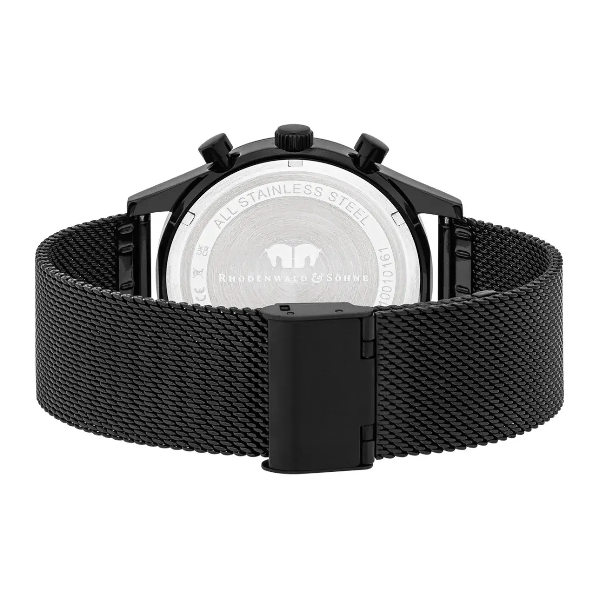 Herren Chronograph Uhr Schwarz mit Mesh-Armband