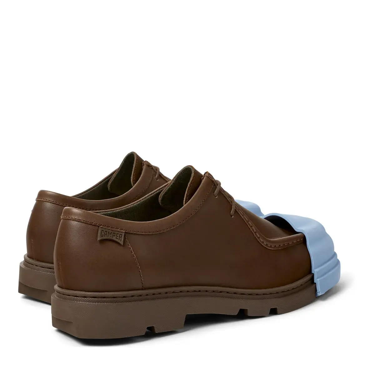 Braune Derby Schuhe aus Leder mit Overlay