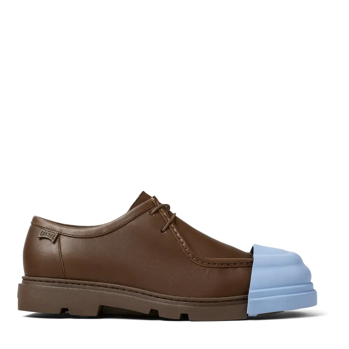 Braune Derby Schuhe aus Leder mit Overlay