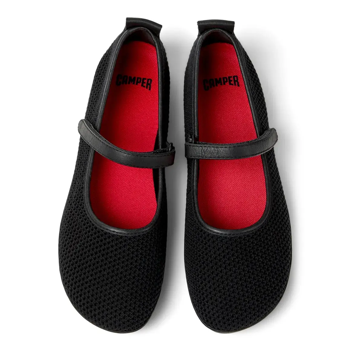 Schwarze Mesh Mary Jane Ballerinas