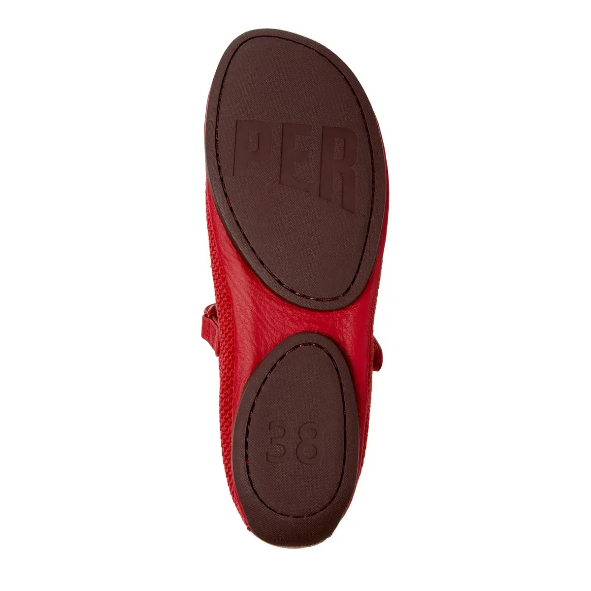 Perforierte rote Mary Jane Ballerinas