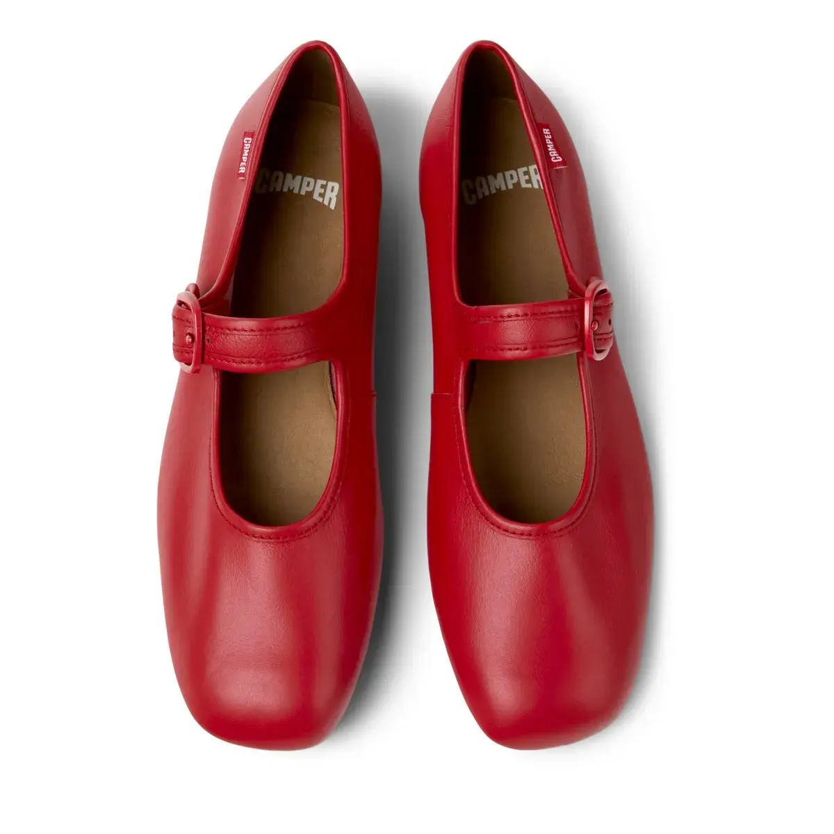 Rote Mary Jane Ballerinas aus Leder