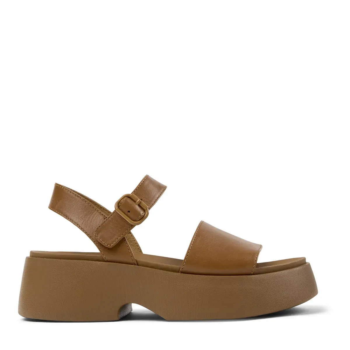 Braune Leder Plateau Sandale