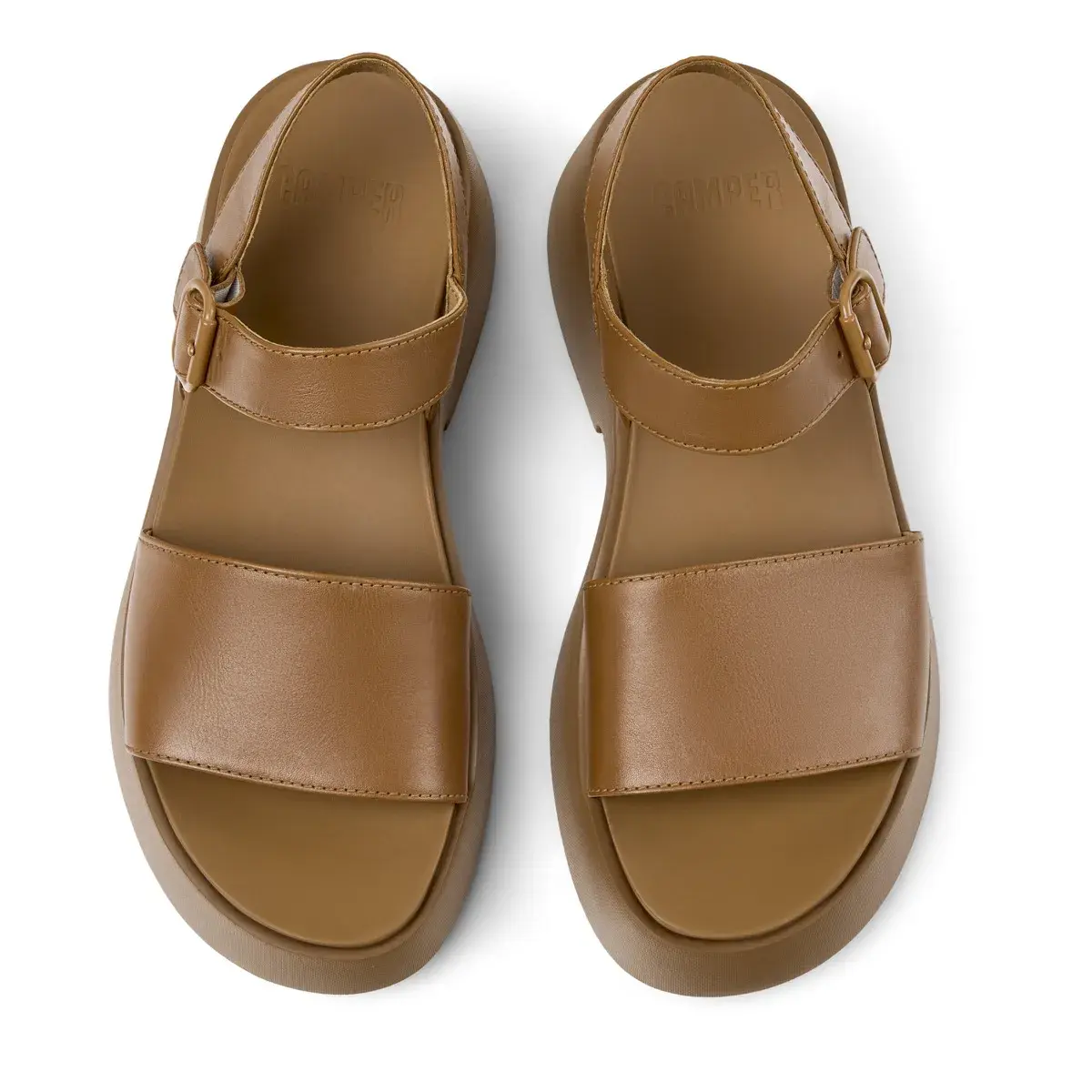 Braune Leder Plateau Sandale