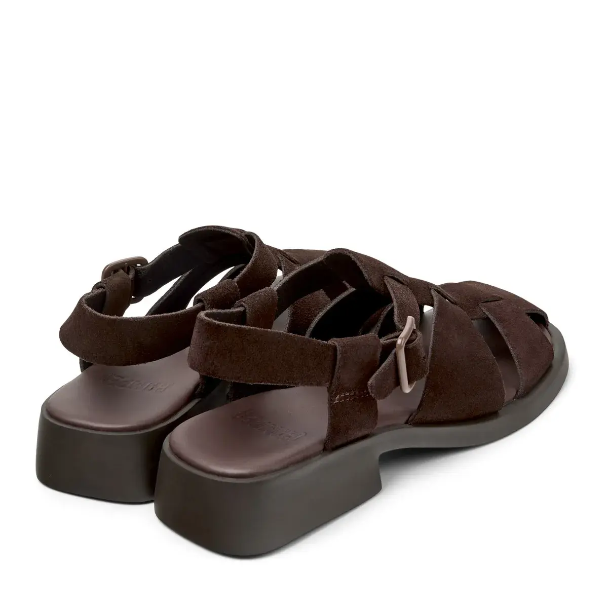 Braune Wildleder Fischer-Plateausandalen