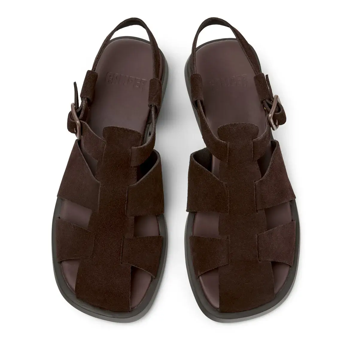 Braune Wildleder Fischer-Plateausandalen