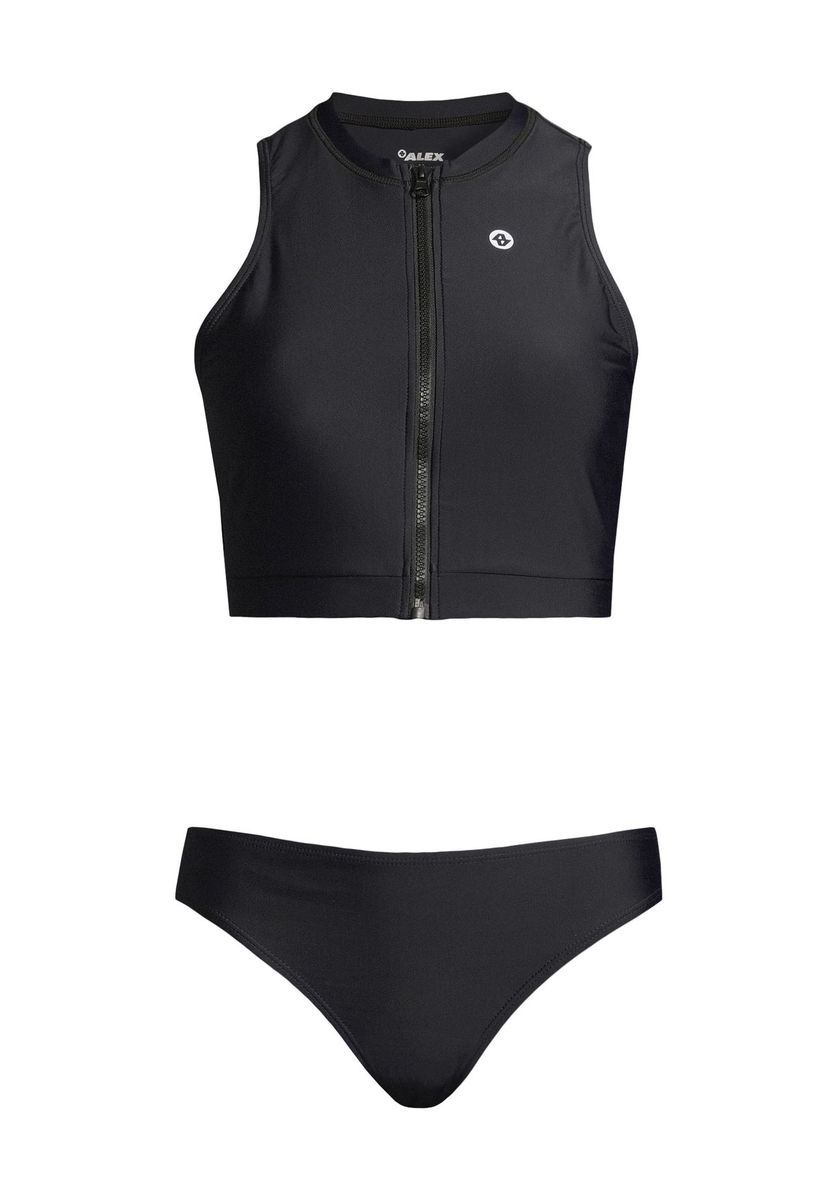 Ärmelloses Crop-Bikini-Set mit Reißverschluss