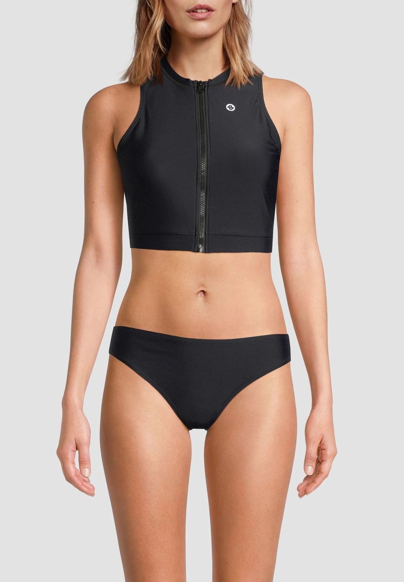 Ärmelloses Crop-Bikini-Set mit Reißverschluss
