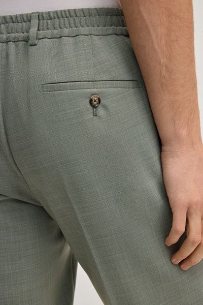 Baukasten River Herren Slim-Fit Anzughose Wollmix Grün meliert