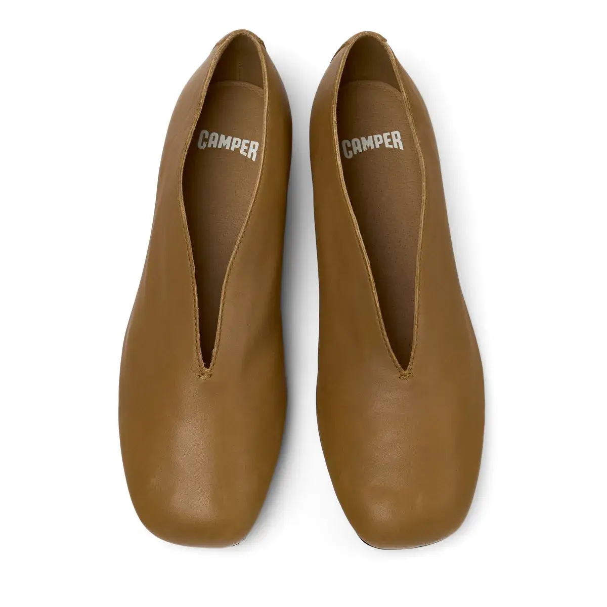 Moderne V-Ausschnitt Leder Ballerinas