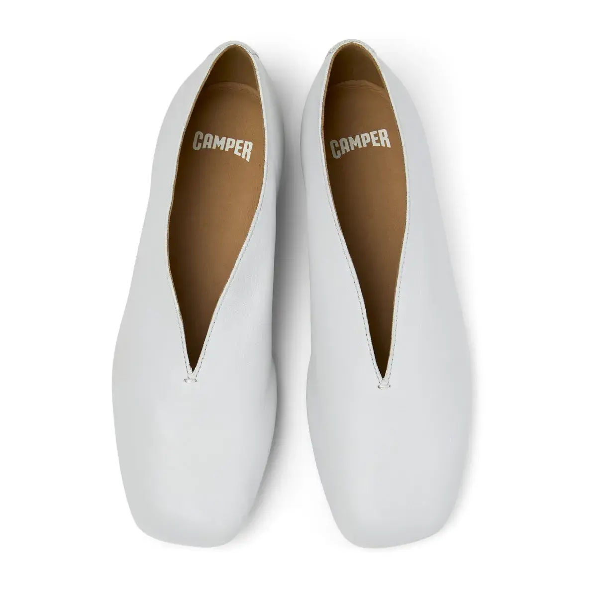 Moderne V-Ausschnitt Leder Ballerinas