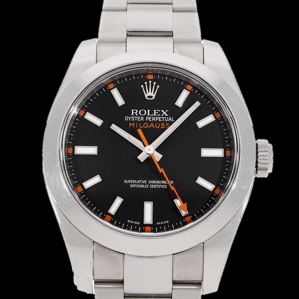 Schwarzes Zifferblatt Milgauss Uhr aus Edelstahl