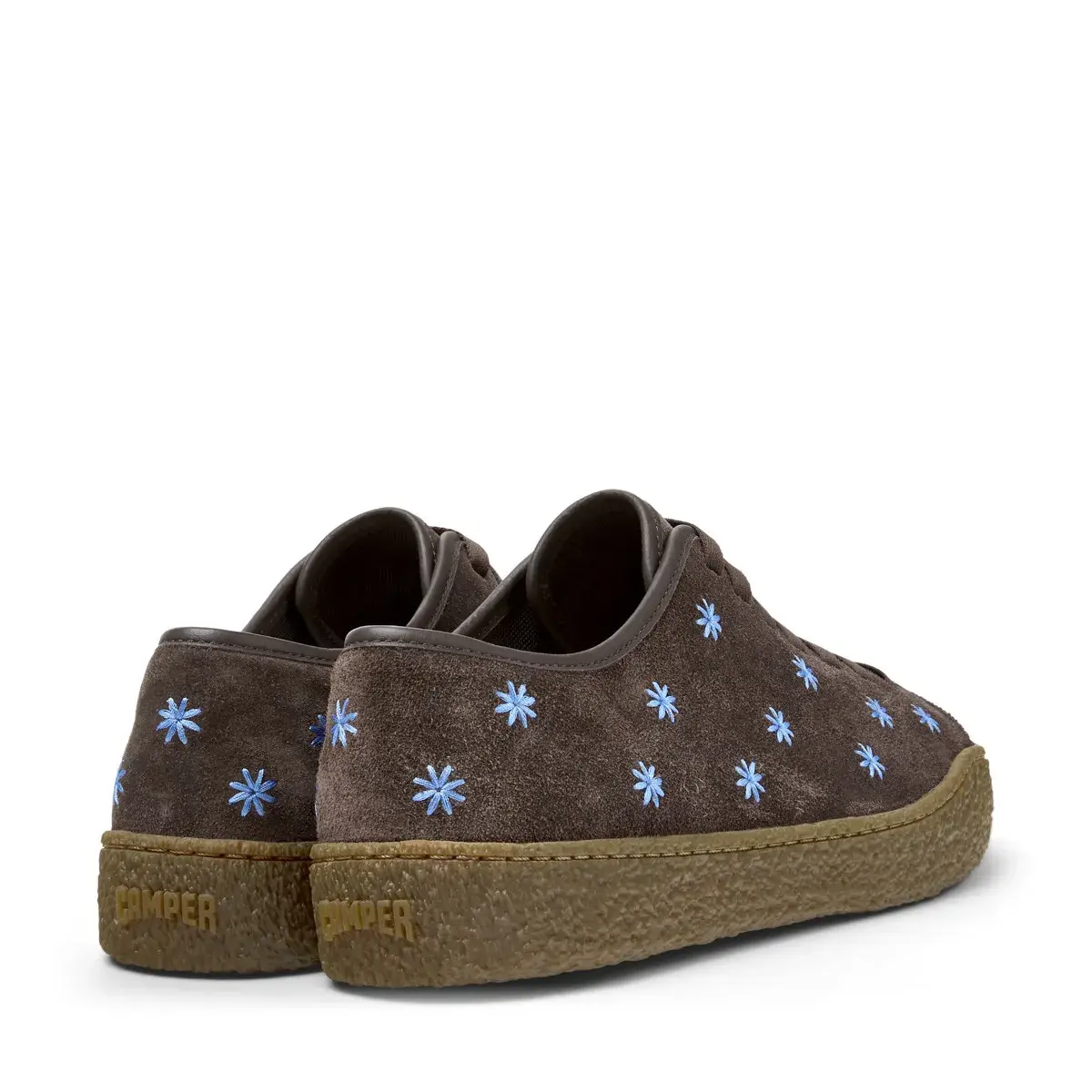 Brauner Wildleder-Sneaker mit Stickerei