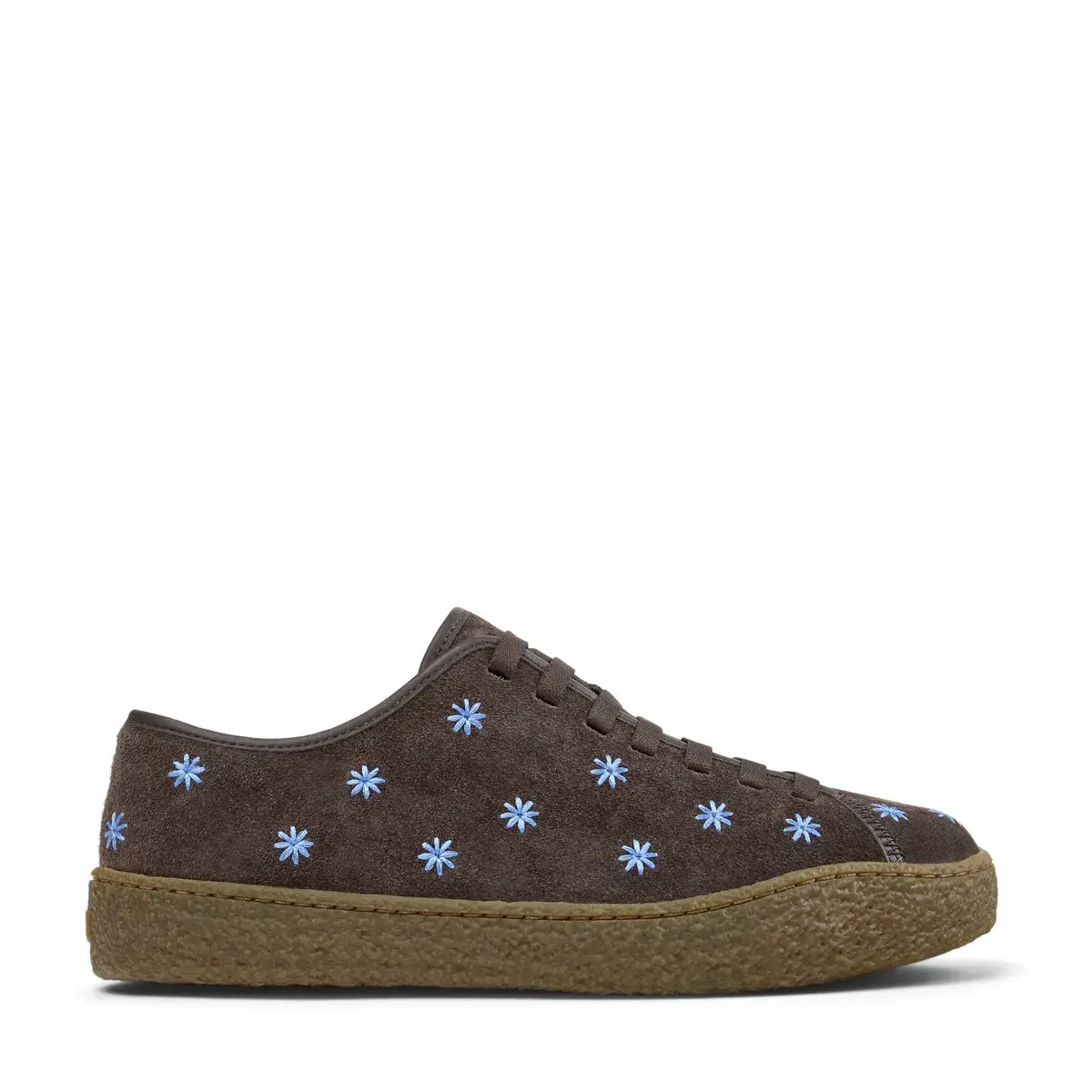 Brauner Wildleder-Sneaker mit Stickerei
