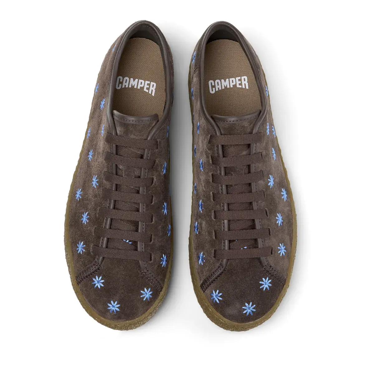 Brauner Wildleder-Sneaker mit Stickerei