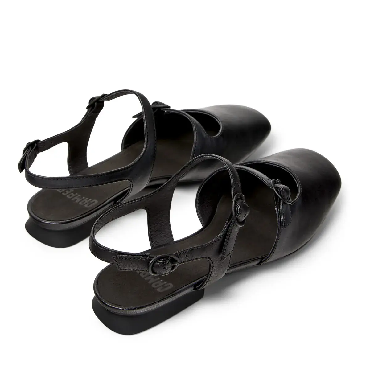 Schwarze Mary Jane Sandalen aus Leder für Damen