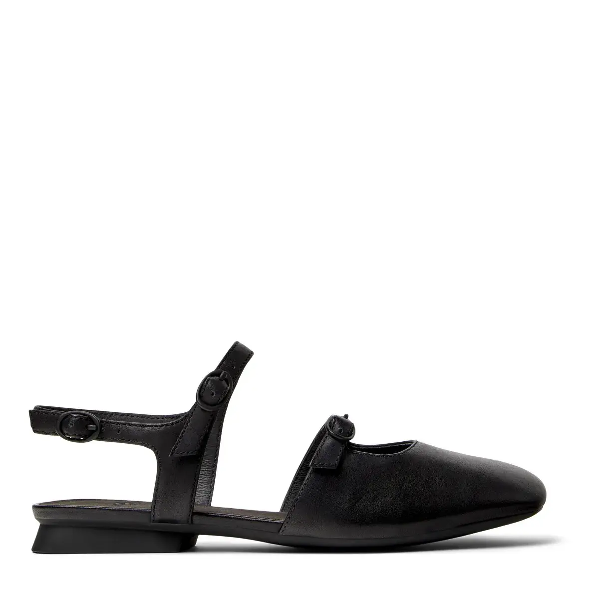 Schwarze Mary Jane Sandalen aus Leder für Damen