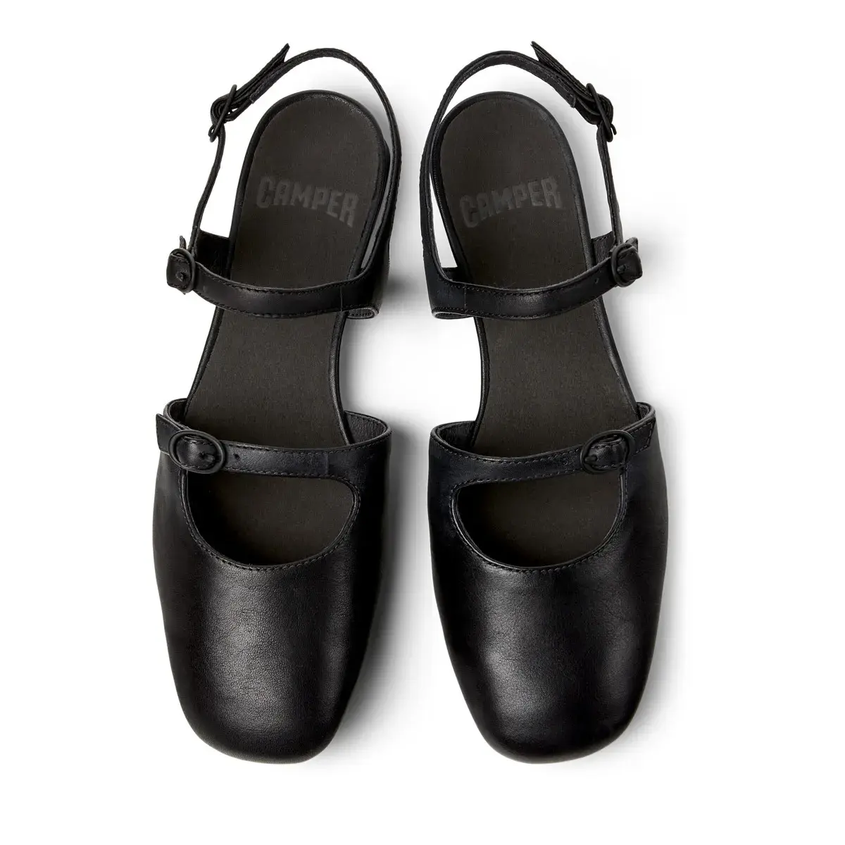 Schwarze Mary Jane Sandalen aus Leder für Damen