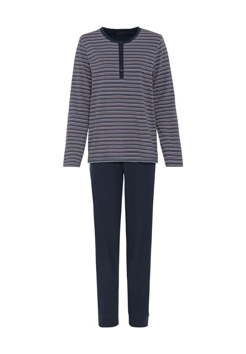 Gestreiftes Baumwoll-Henley-Pyjama-Set