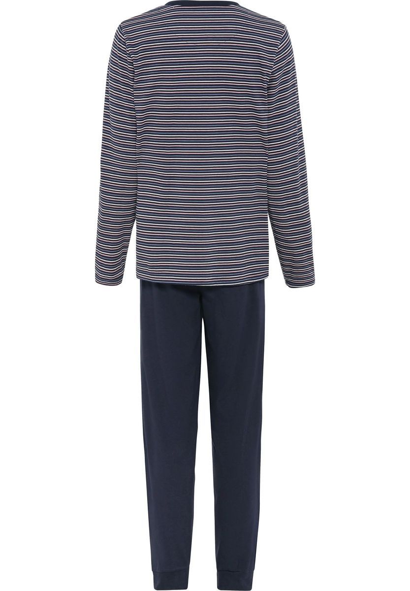 Gestreiftes Baumwoll-Henley-Pyjama-Set