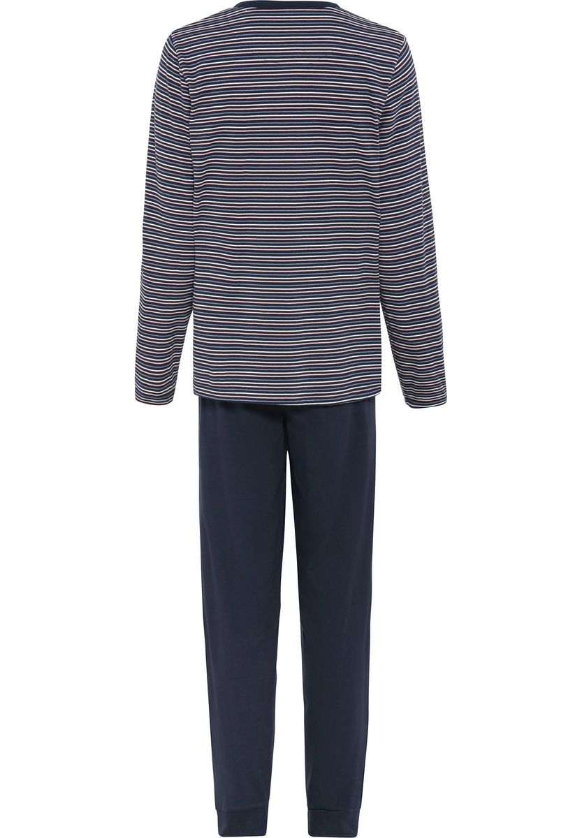 Gestreiftes Baumwoll-Henley-Pyjama-Set