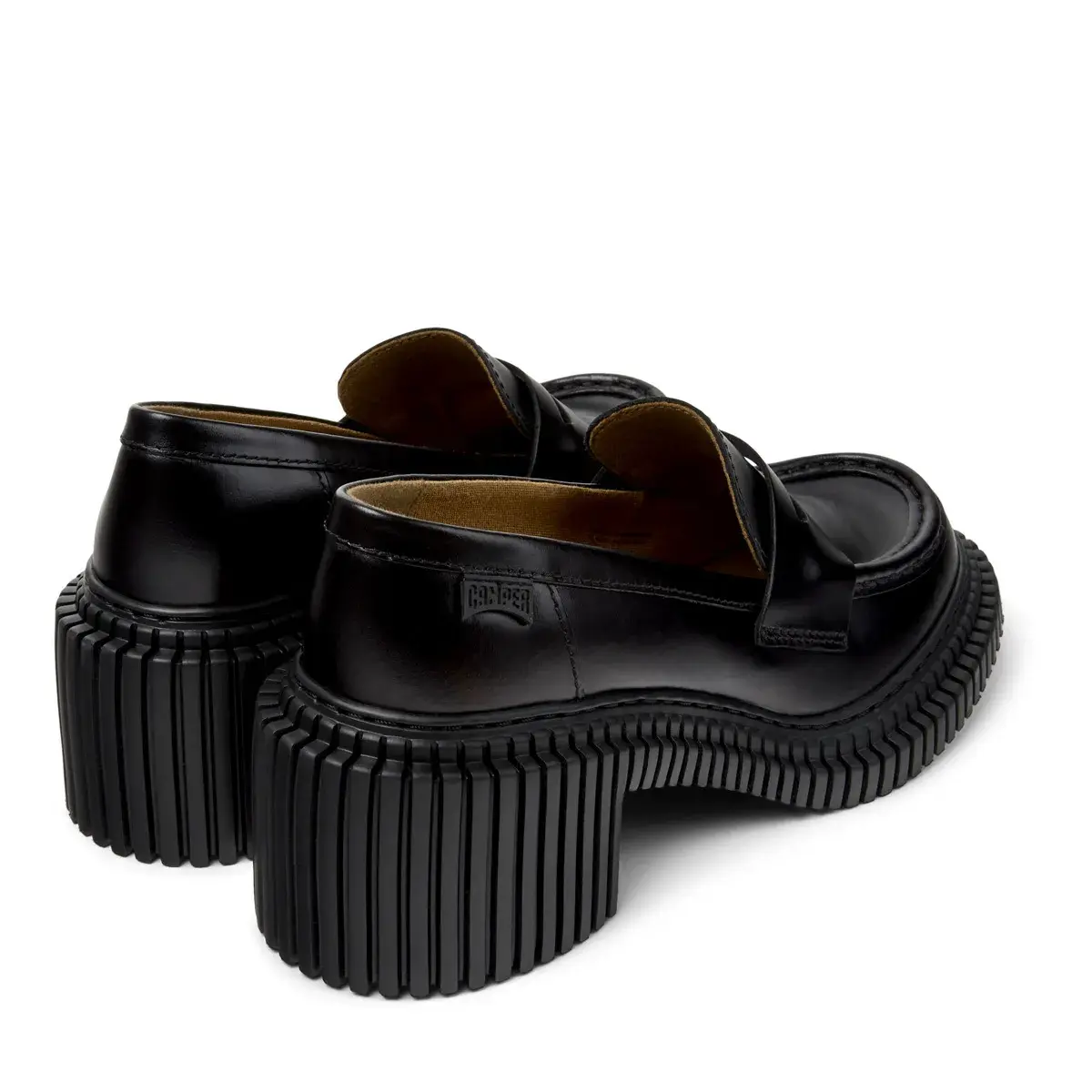 Klobige Leder Loafer mit Absatz