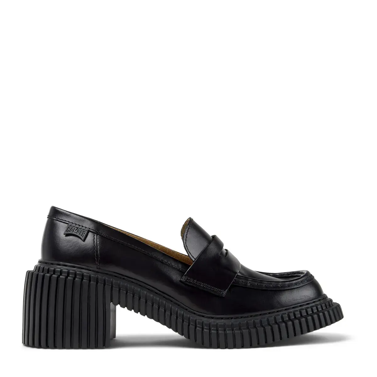 Klobige Leder Loafer mit Absatz