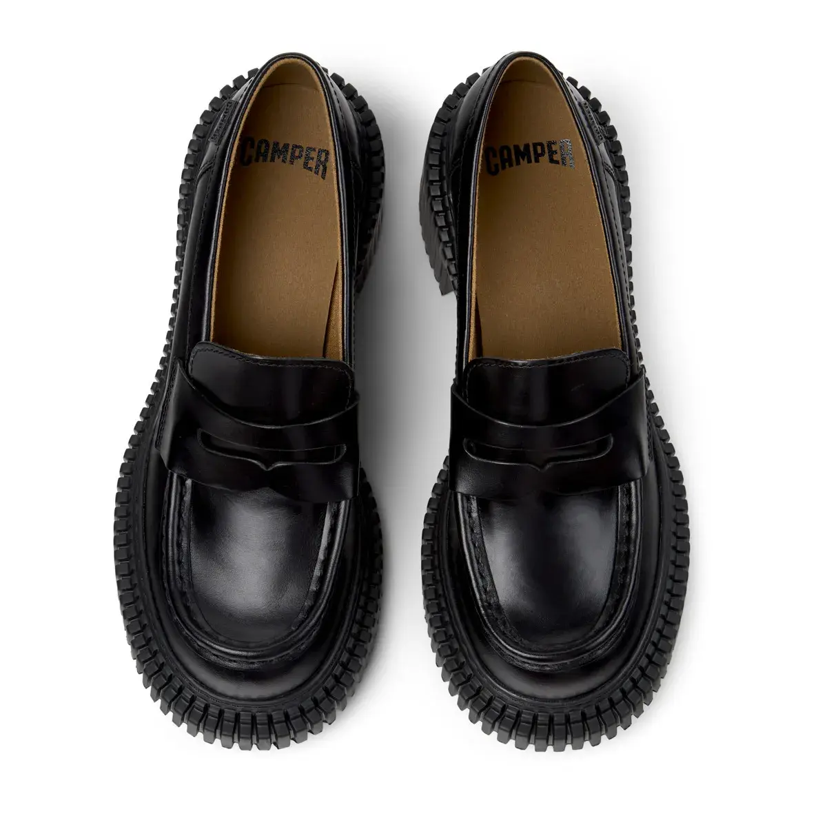 Klobige Leder Loafer mit Absatz