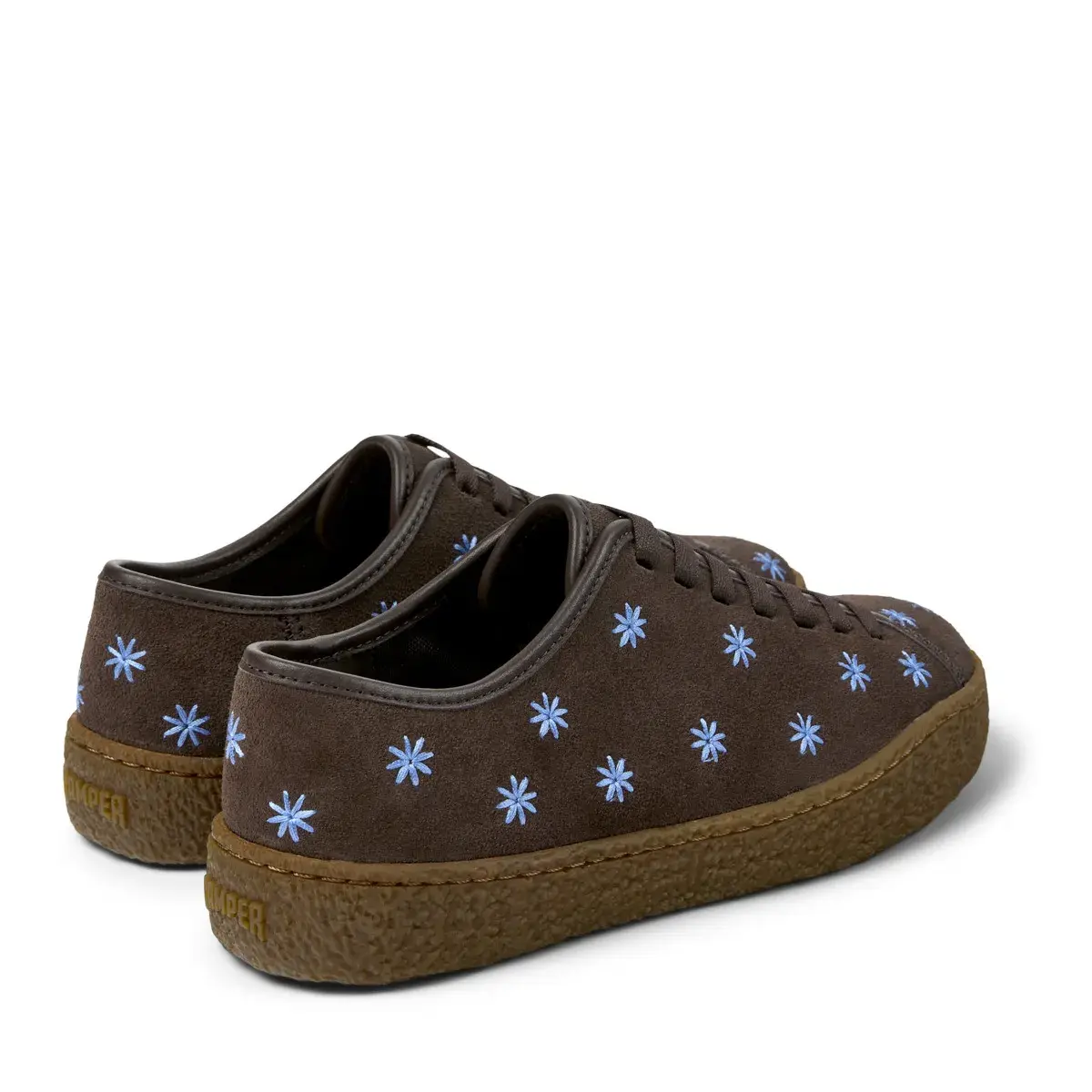 Braune Wildleder-Blümchen-Sneaker