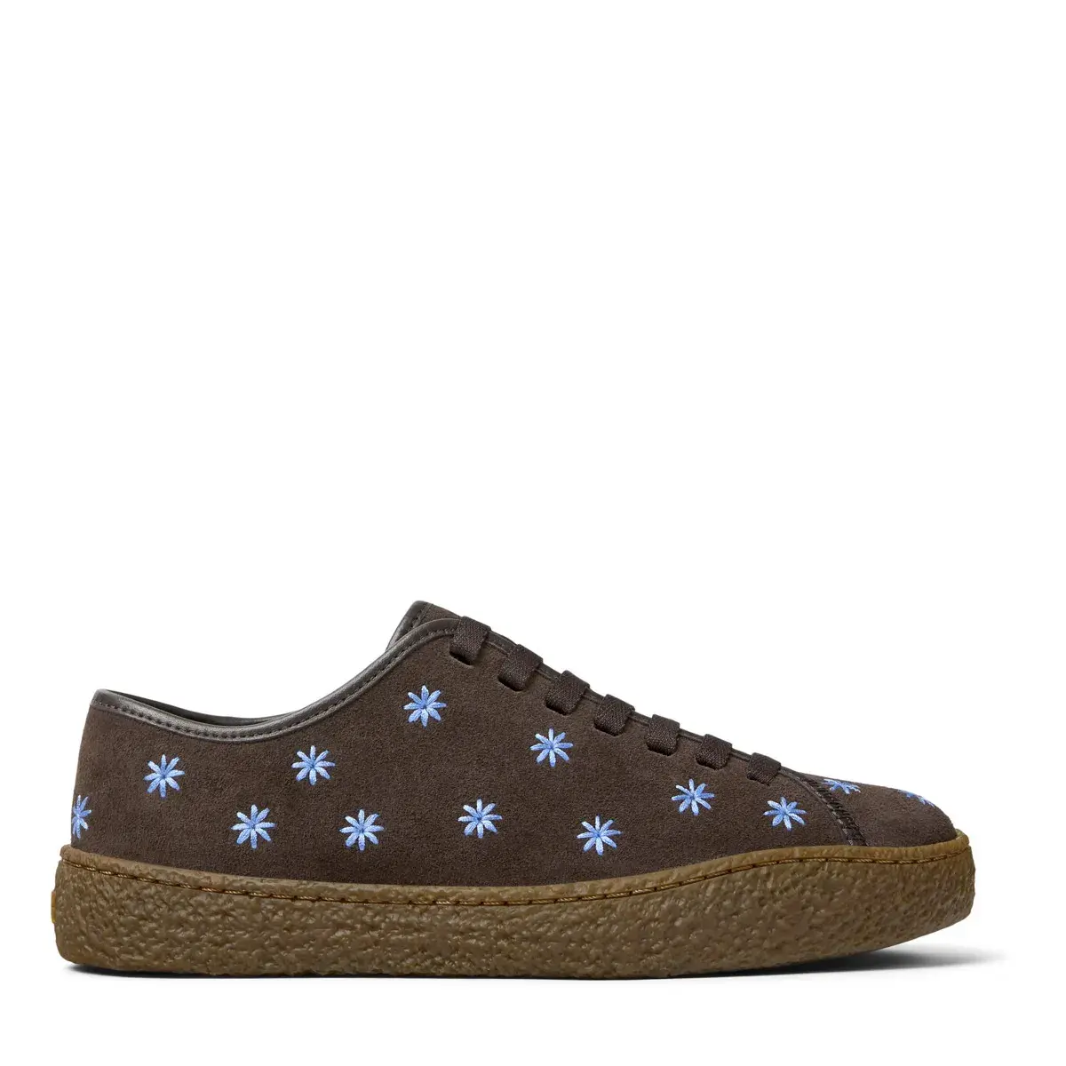 Braune Wildleder-Blümchen-Sneaker