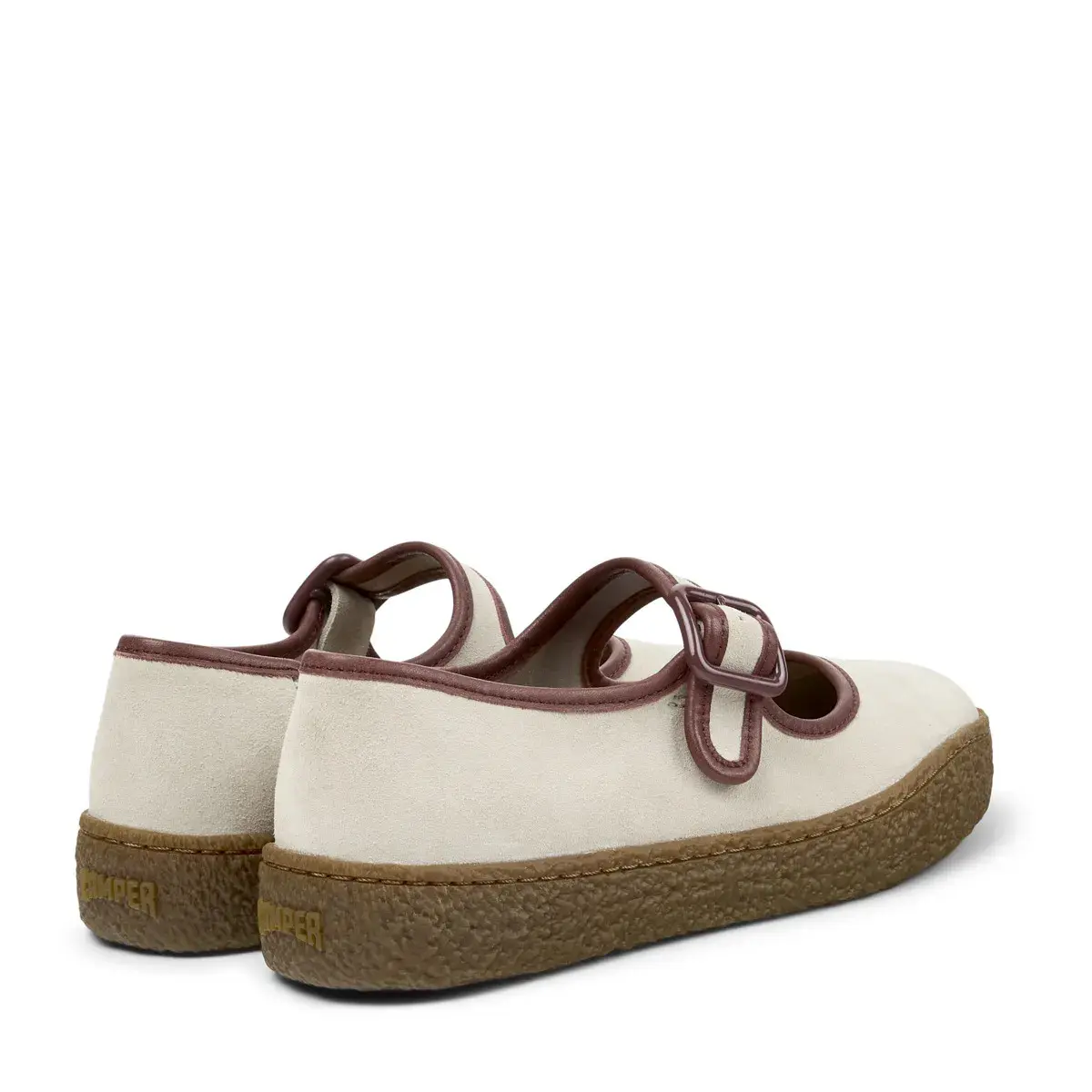 Beige Wildleder Mary Jane Ballerinas