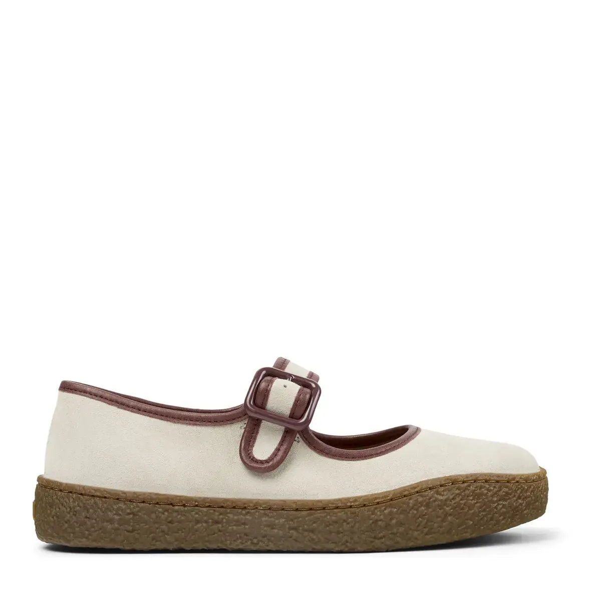 Beige Wildleder Mary Jane Ballerinas