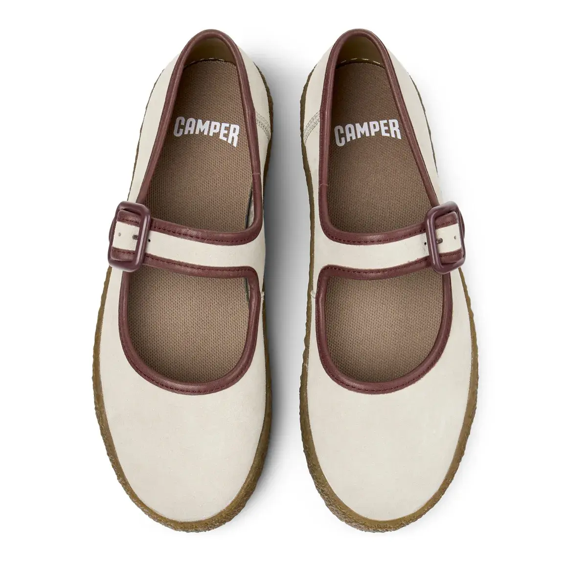 Beige Wildleder Mary Jane Ballerinas