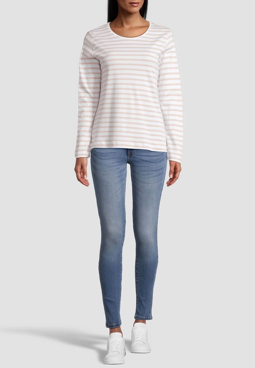 Gestreiftes Langarm Baumwoll-Oberteil