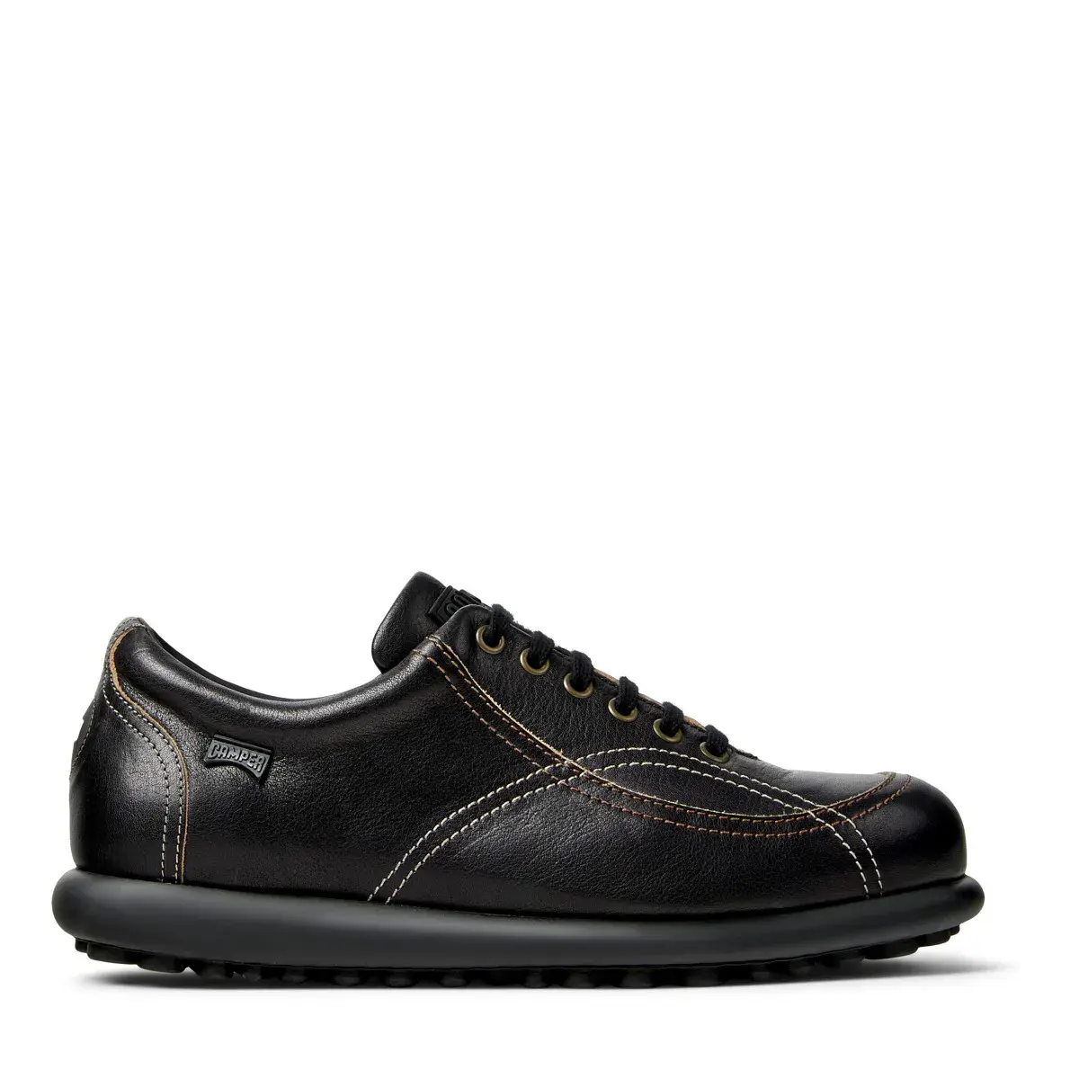 Schwarzer Leder-Low-Top-Sneaker