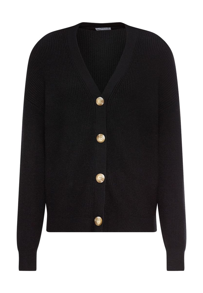 Klassische schwarze Strickjacke mit Knöpfen