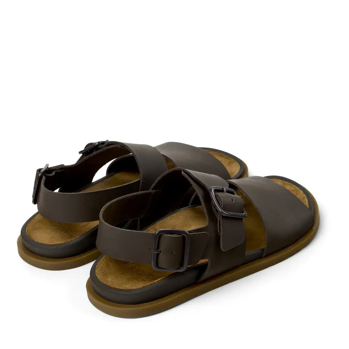 Braune Leder-Slingback-Sandalen mit verstellbaren Riemen