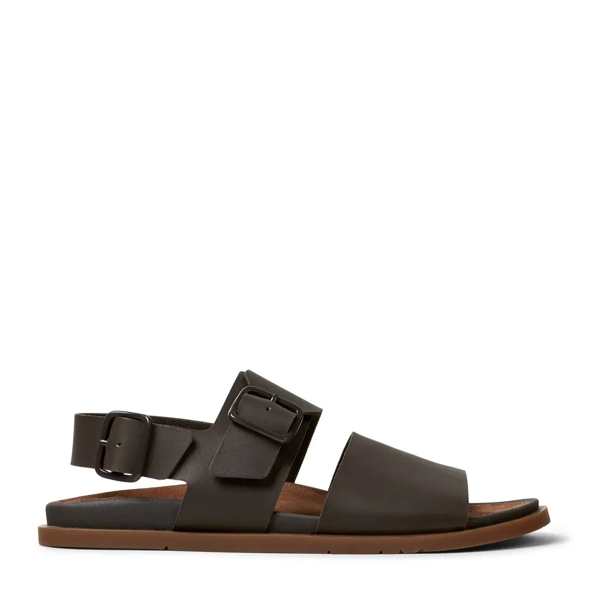 Braune Leder-Slingback-Sandalen mit verstellbaren Riemen