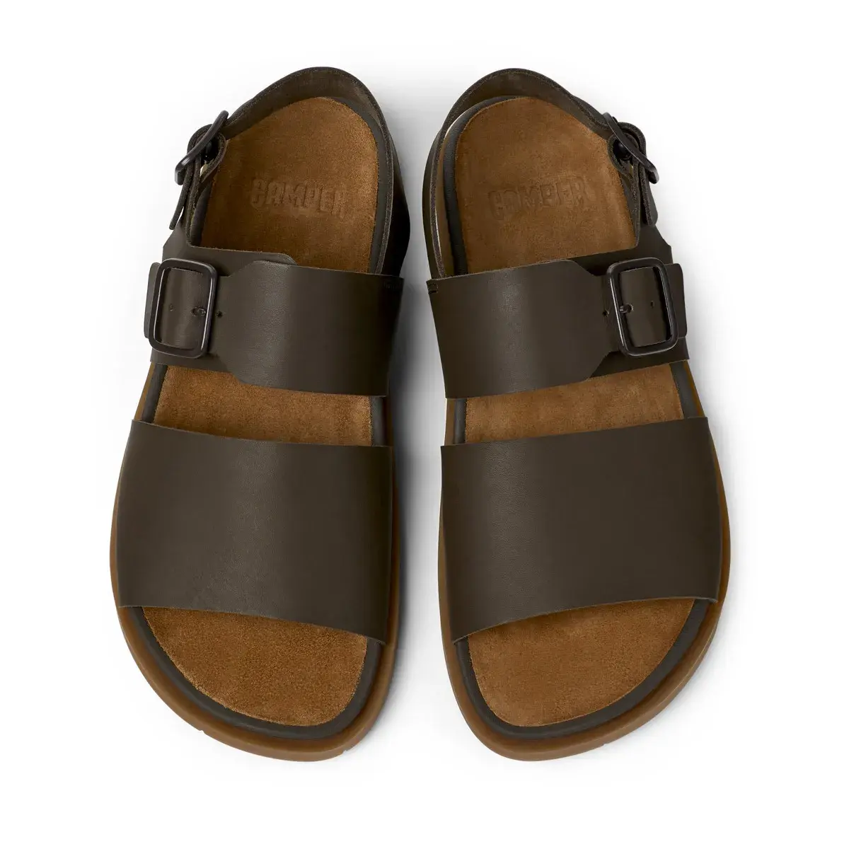 Braune Leder-Slingback-Sandalen mit verstellbaren Riemen