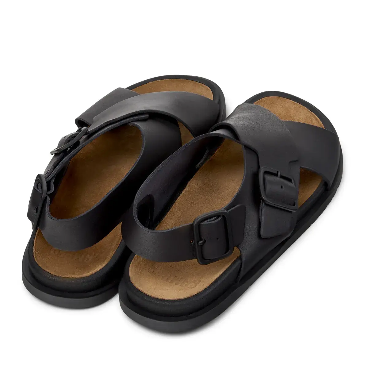 Schwarze Leder-Sandalen mit Schnalle