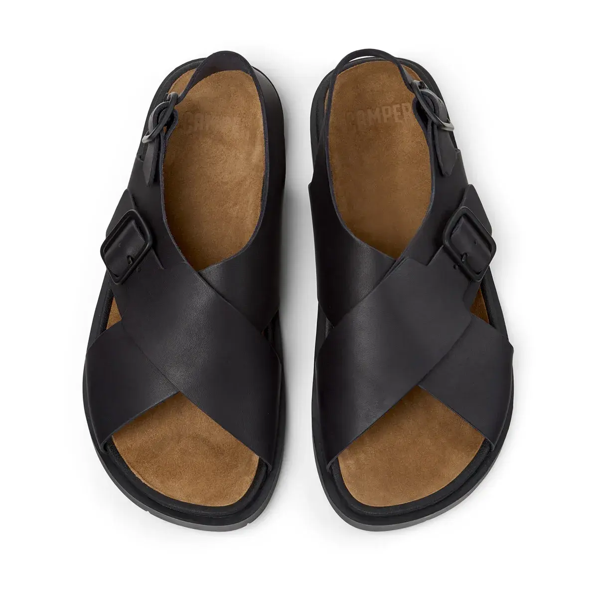 Schwarze Leder-Sandalen mit Schnalle