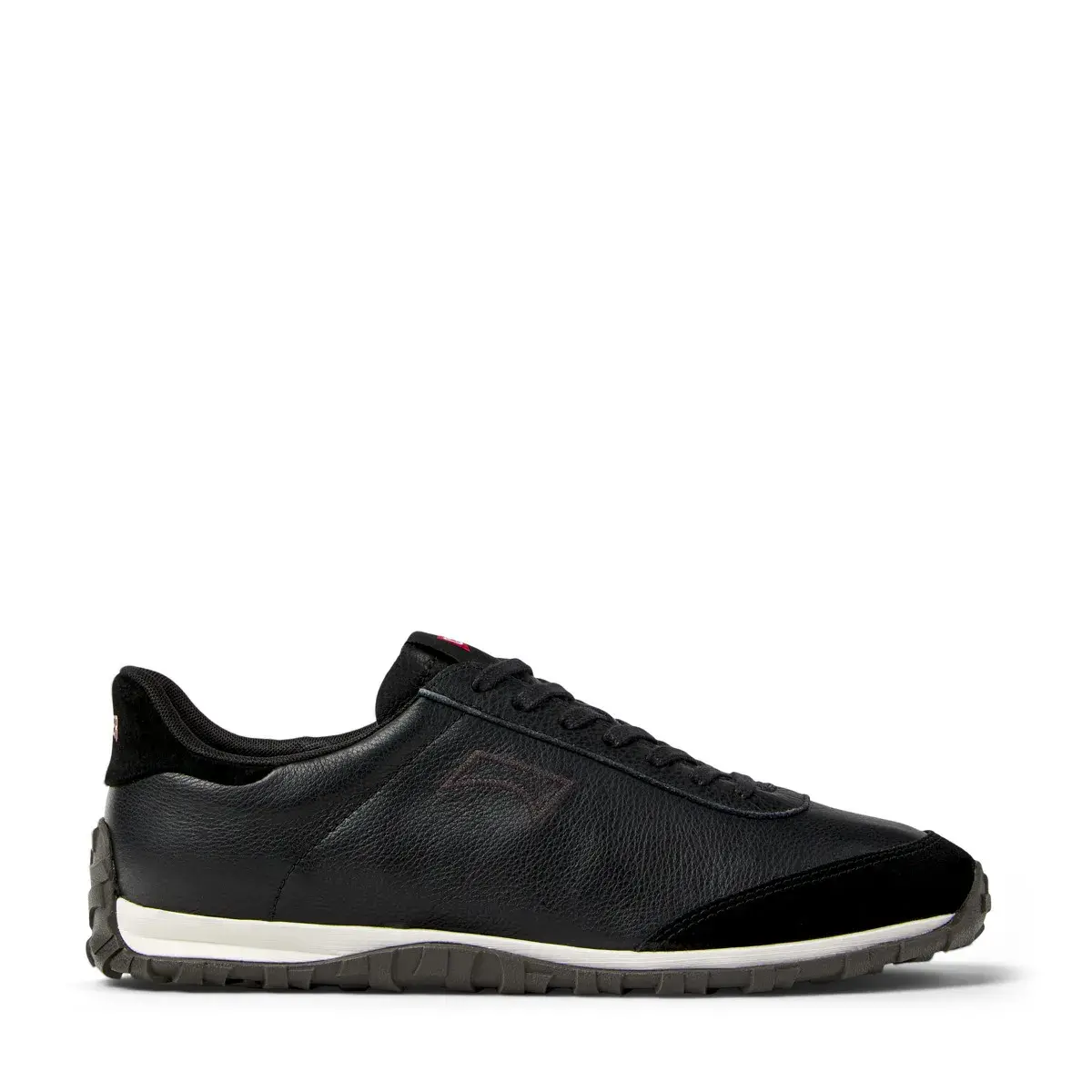 Schwarzer Leder Retro Laufschuh