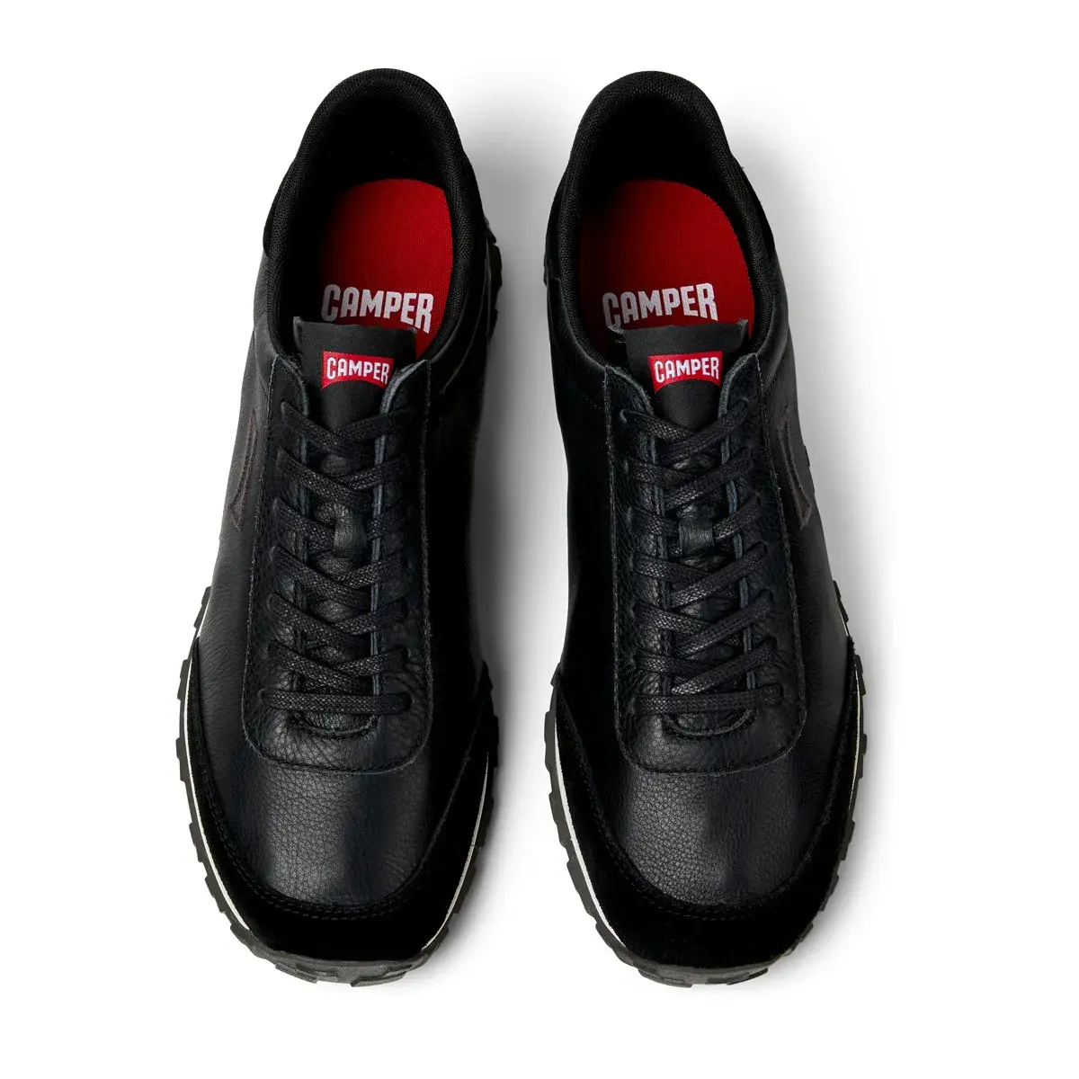 Schwarzer Leder Retro Laufschuh