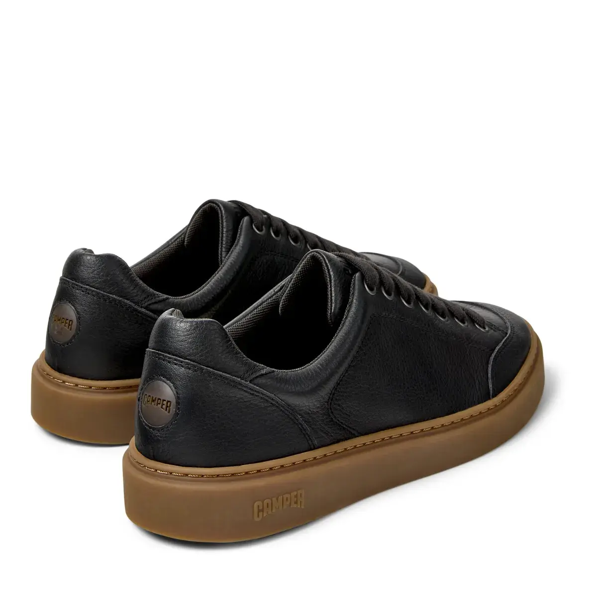 Schwarzer Low-Top-Sneaker aus Leder