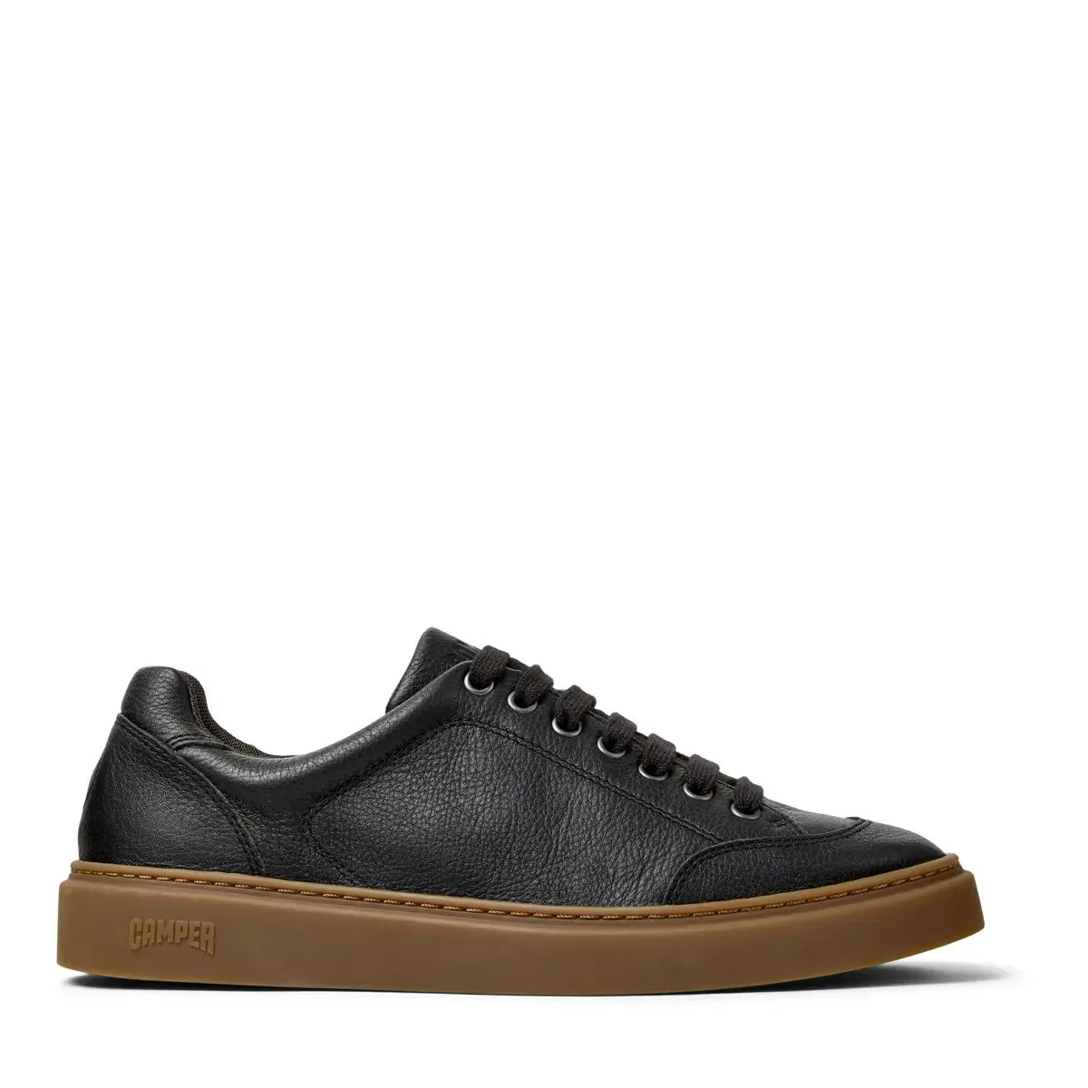 Schwarzer Low-Top-Sneaker aus Leder