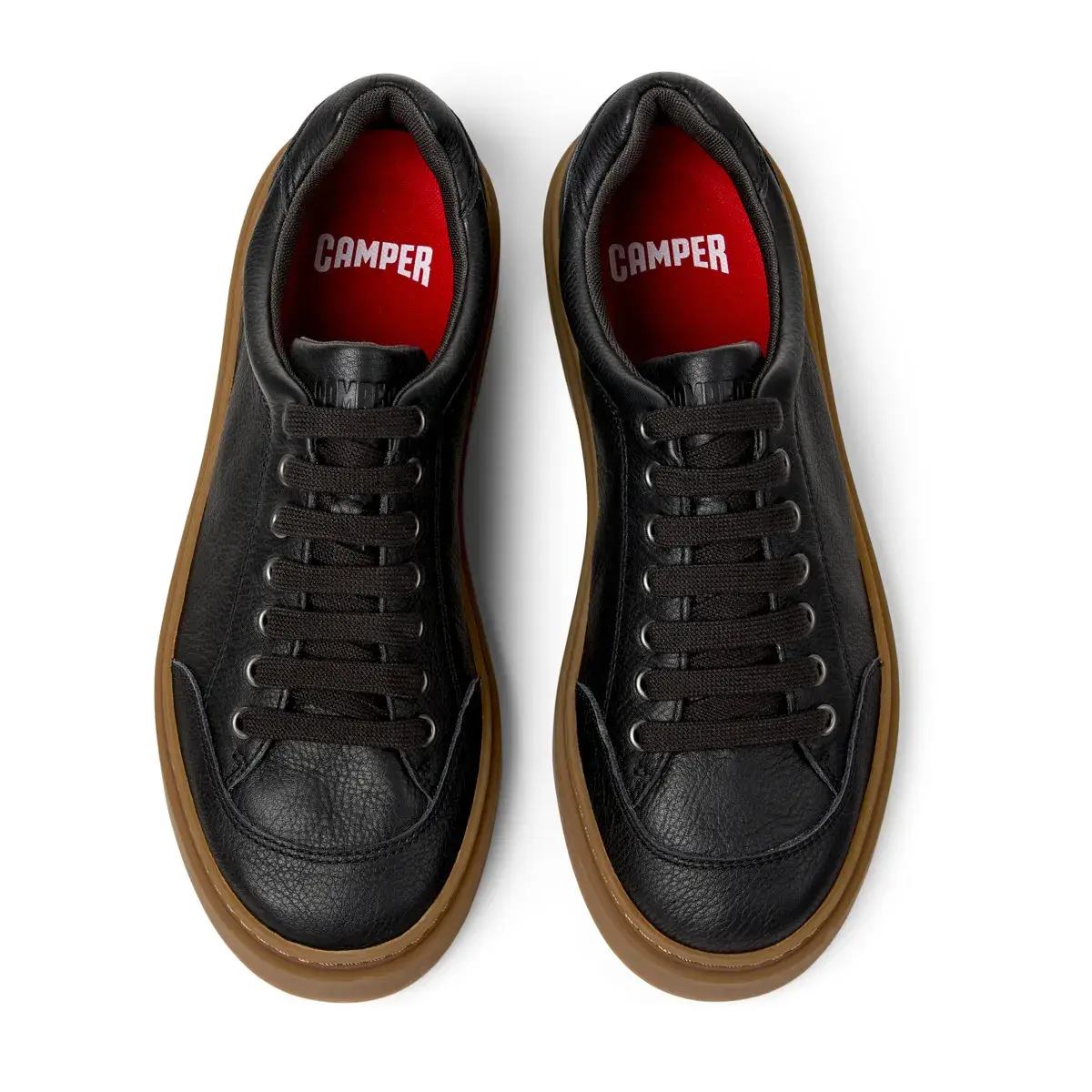 Schwarzer Low-Top-Sneaker aus Leder