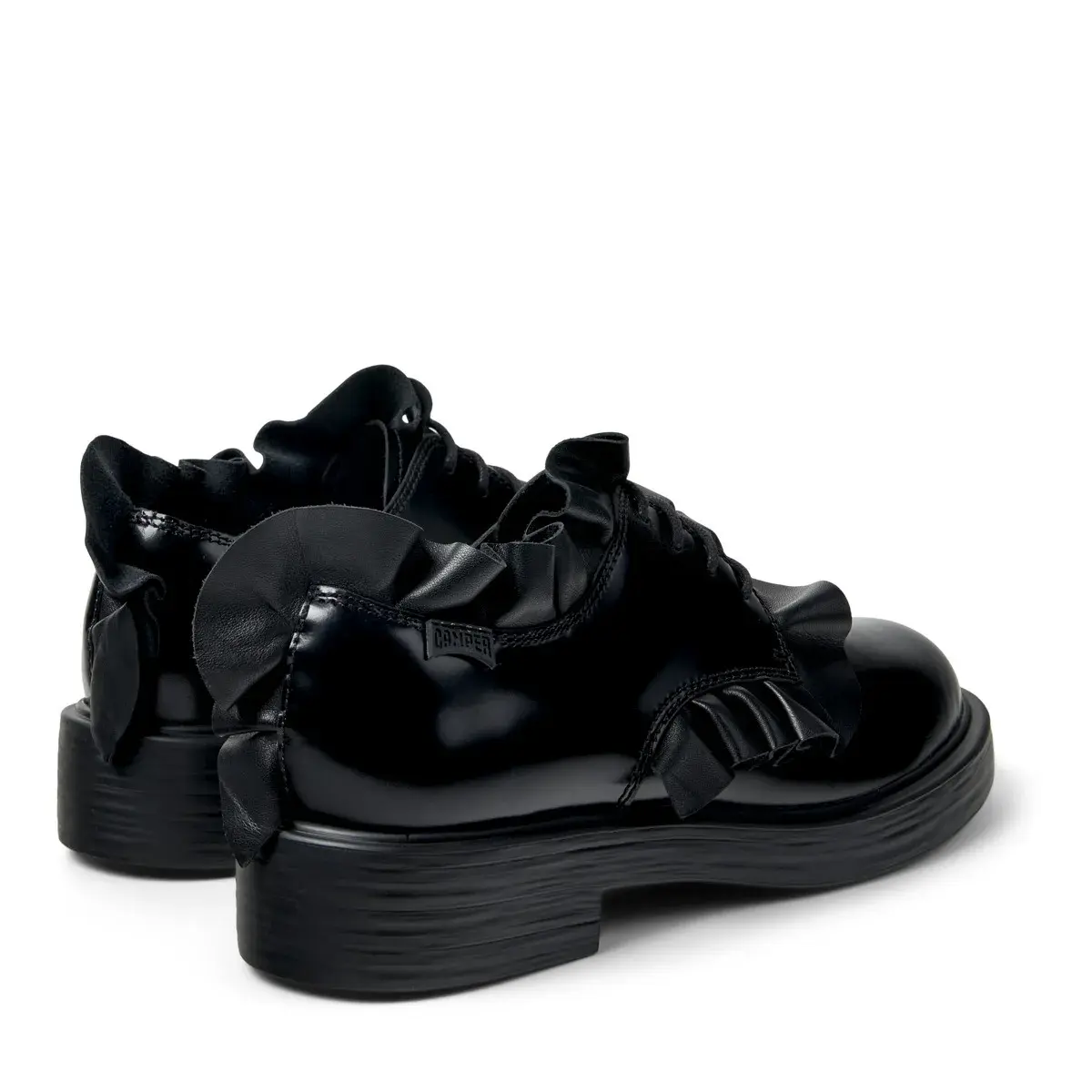 Derby-Schuhe aus Leder mit Rüschen